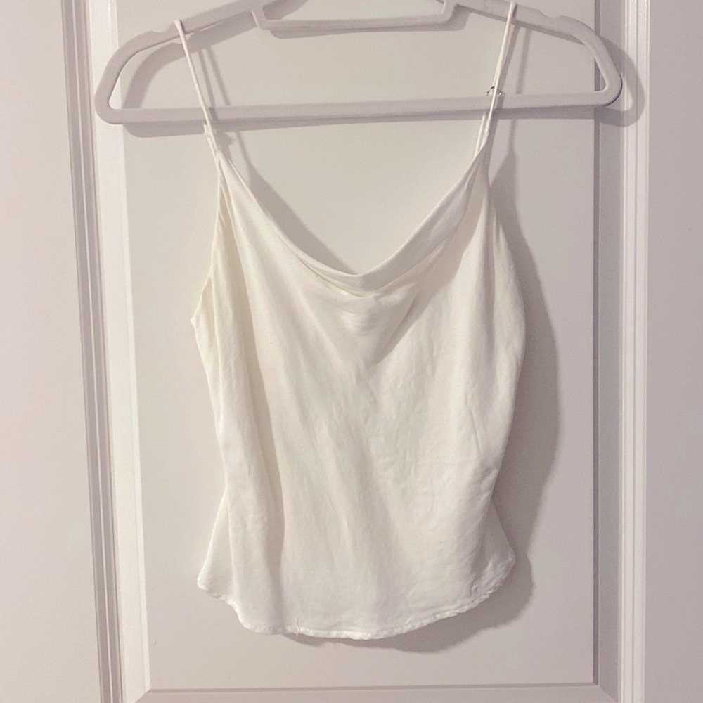 Zara satin cowl neck cami in ivory